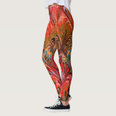 MARBLED PAPIER, ABSTRACT RODE BLAUWE PREKPATROON LEGGINGS (Links)