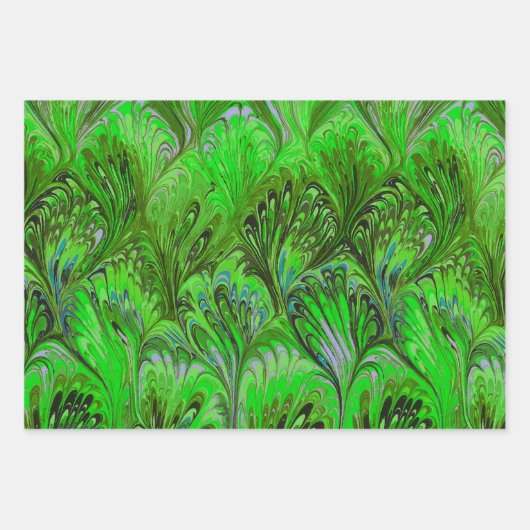 MARBLED PAPIER, ABSTRACT RODE GROEN GEEL PATROON INPAKPAPIER VEL (Voorkant 3)