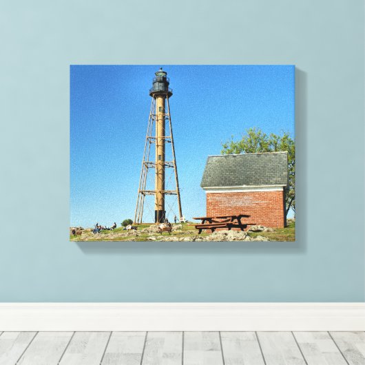 Marblehead Lighthouse Massachusetts Wrapped Canvas (Insitu (Houten vloer))