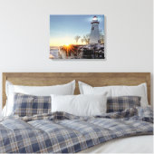 Marblehead Lighthouse Winter Sunrise Canvas Afdruk (Insitu (Slaapkamer))