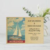 Marblehead Wedding Invitation Sailboat Kaart (Staand voorkant)