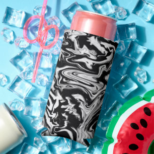 Marbleized Black en White Modern Abstract kunstwer