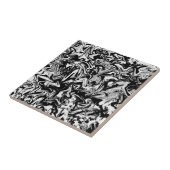 Marbleized Black en White Modern Abstract kunstwer Tegeltje (Zijkant)