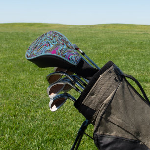 Marbleized Swirls Zwart Geel Roze Blauw Kleurrijk Golfheadcover