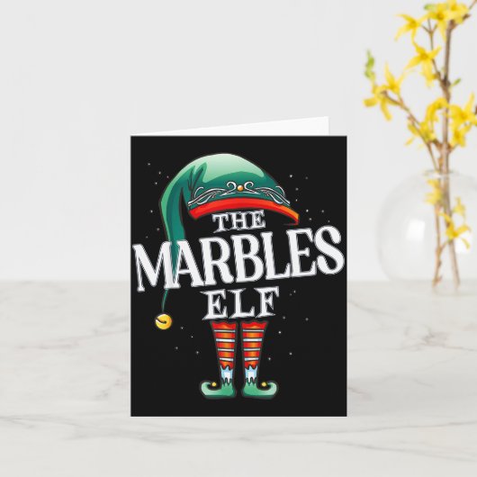 Marbles Elf Christmas Group Xmas Pajama Party Kaart (Gele Bloem)