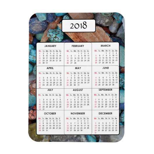 Marbles et pierres Magnet Calendrier 2018 (Vertical)