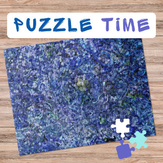 Marbling Art Februari diep blauw roos - moeilijk Legpuzzel