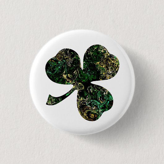 Marbling Black Shamrock Ronde Button 3,2 Cm (Voorkant)