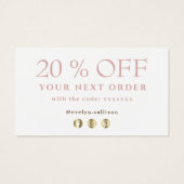 marbrage rose design merci carte de réduction (Dos)