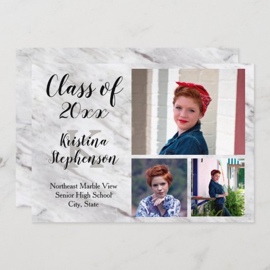 Marbre 3 - Faire-part de diplôme de l'école photo (Devant / Derrière)