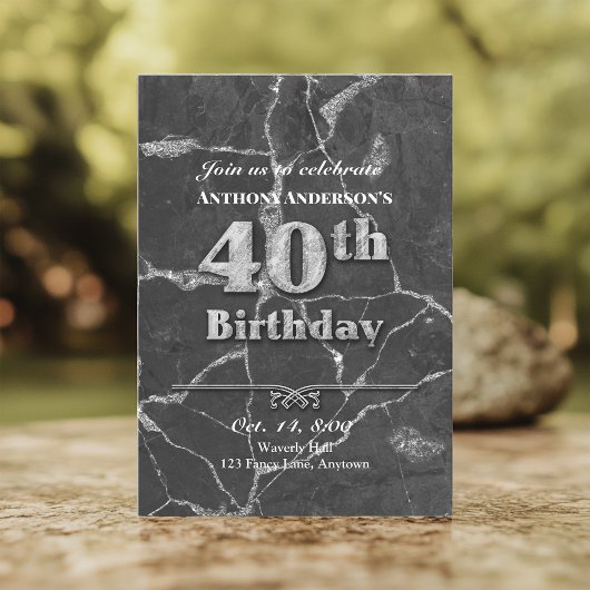 Marbre 40e anniversaire Invitation de fête