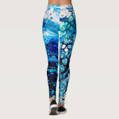Marbre Abstrait Blue Liquid Water Couleur Leggings (Dos)
