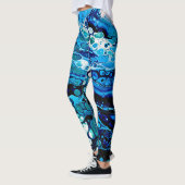 Marbre Abstrait Blue Liquid Water Couleur Leggings (Gauche)