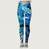 Marbre Abstrait Blue Liquid Water Couleur Leggings (Devant)