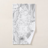 Marbre Abstrait en Agate Blanche Moderne Argenté (Serviette à main)