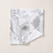 Marbre Abstrait en Agate Blanche Moderne Argenté (Gant de toilette)