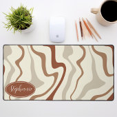 Marbre Abstrait Moderne Rétro Swirl Brown Et Crème