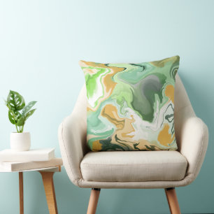 Marbre Abstrait Oreiller vert et jaune
