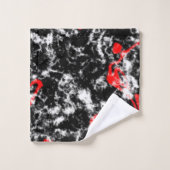 Marbre Abstrait Rouge, Blanc et Noir (Gant de toilette)