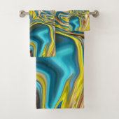 marbre abstrait tourbillons jaune turquoise bleu t (En situation)