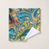 marbre abstrait tourbillons jaune turquoise bleu t (Gant de toilette)