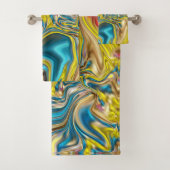marbre abstrait tourbillons jaune turquoise bleu t (En situation)