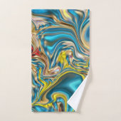 marbre abstrait tourbillons jaune turquoise bleu t (Serviette à main)