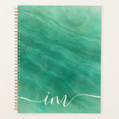 Marbre Abstrait vert moderne avec initiales - (Devant)