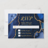 Marbre Agate Or et Navy RSVP (Devant)