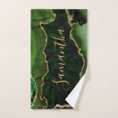 Marbre Agate Pailleté Or Faux et Vert (Serviette à main)