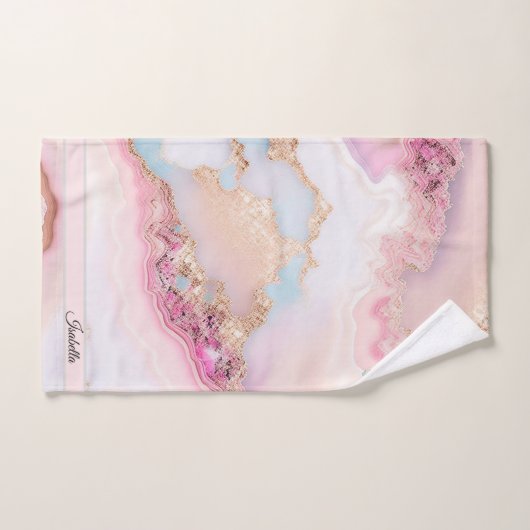 Marbre Agate Populaire Blue Rose Gold Collection (Serviette à main)