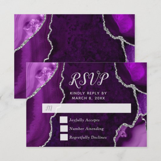 Marbre Agate Violet et Argent RSVP (Devant / Derrière)