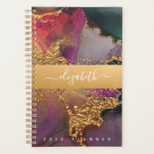 Marbre aquarelle or violet bleu vert script (Devant)