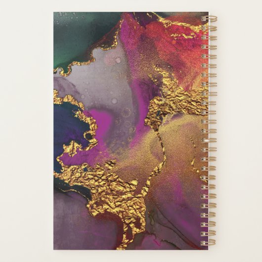 Marbre aquarelle or violet bleu vert script (Dos)