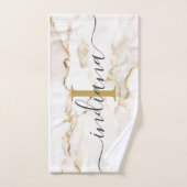 Marbre aspect Monogramme Chic Personnalisé (Serviette à main)