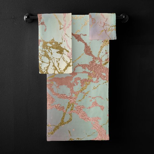 Marbre beige élégant | Mint Sage Green Rose Gold