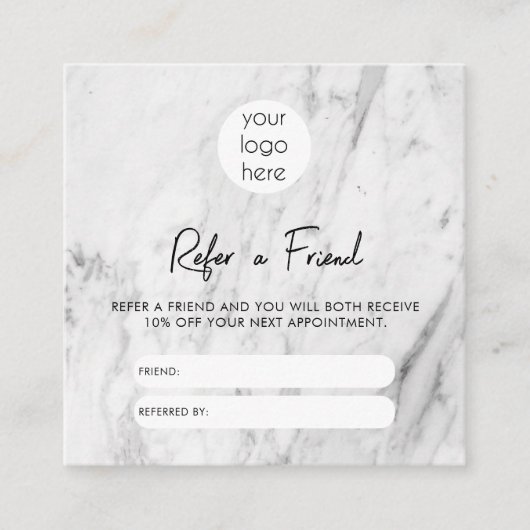 Marbre blanc Affaires Référer Une Carte De Référen (Devant)