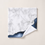 Marbre Blanc Agate Bleu Marine Paillettes Argentée (Gant de toilette)