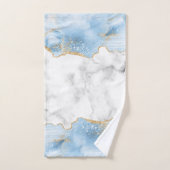 Marbre Blanc Agate Bleu Pastel Paillettes Dorées (Serviette à main)