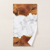 Marbre Blanc Agate Orange Brûlé Paillettes Feuille (Serviette à main)