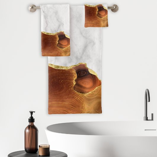 Marbre Blanc Agate Orange Brûlé Paillettes Feuille