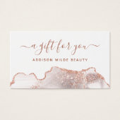 Marbre blanc Agate Rose Gold Carte cadeau d'affair (Devant)