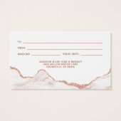 Marbre blanc Agate Rose Gold Carte cadeau d'affair (Dos)