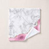 Marbre blanc Agate rose Paillettes dorées (Gant de toilette)