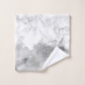 Marbre blanc Argent Parties scintillant Gris Agate (Gant de toilette)