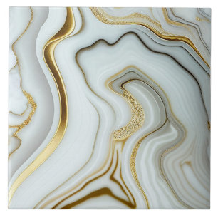 Marbre blanc avec carreau de céramique doré