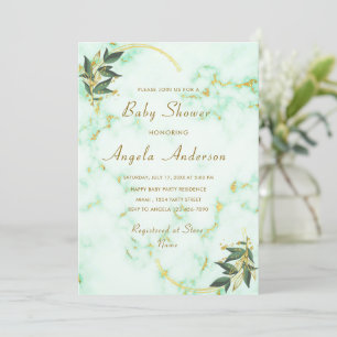 Marbre blanc bébé fille douche Modèle d'invitation