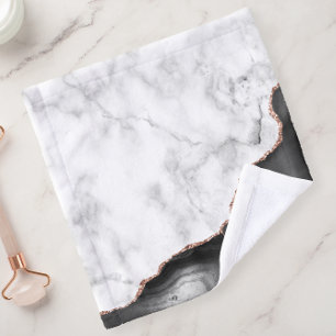 Marbre blanc Black Agate Rose Gold Parties scintil