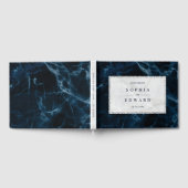 Marbre blanc bleu marine Mariage livre d'or (Complet)