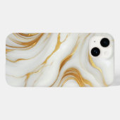Marbre blanc classique iPhone 14 Coque avec Gold V (Verso (horizontal))